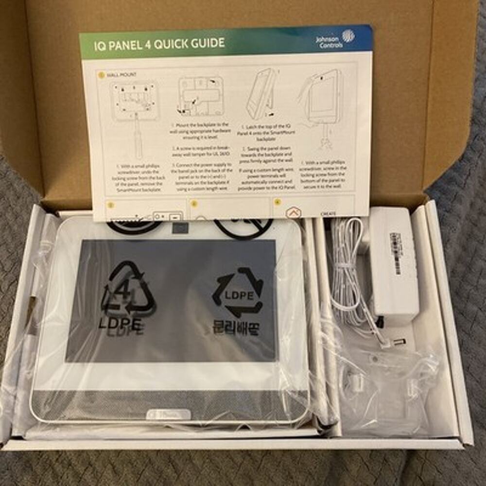 QOLSYS IQP4001 IQ Panel4 PowerG Touchscreen Alarm System 7V 1A. Open Box